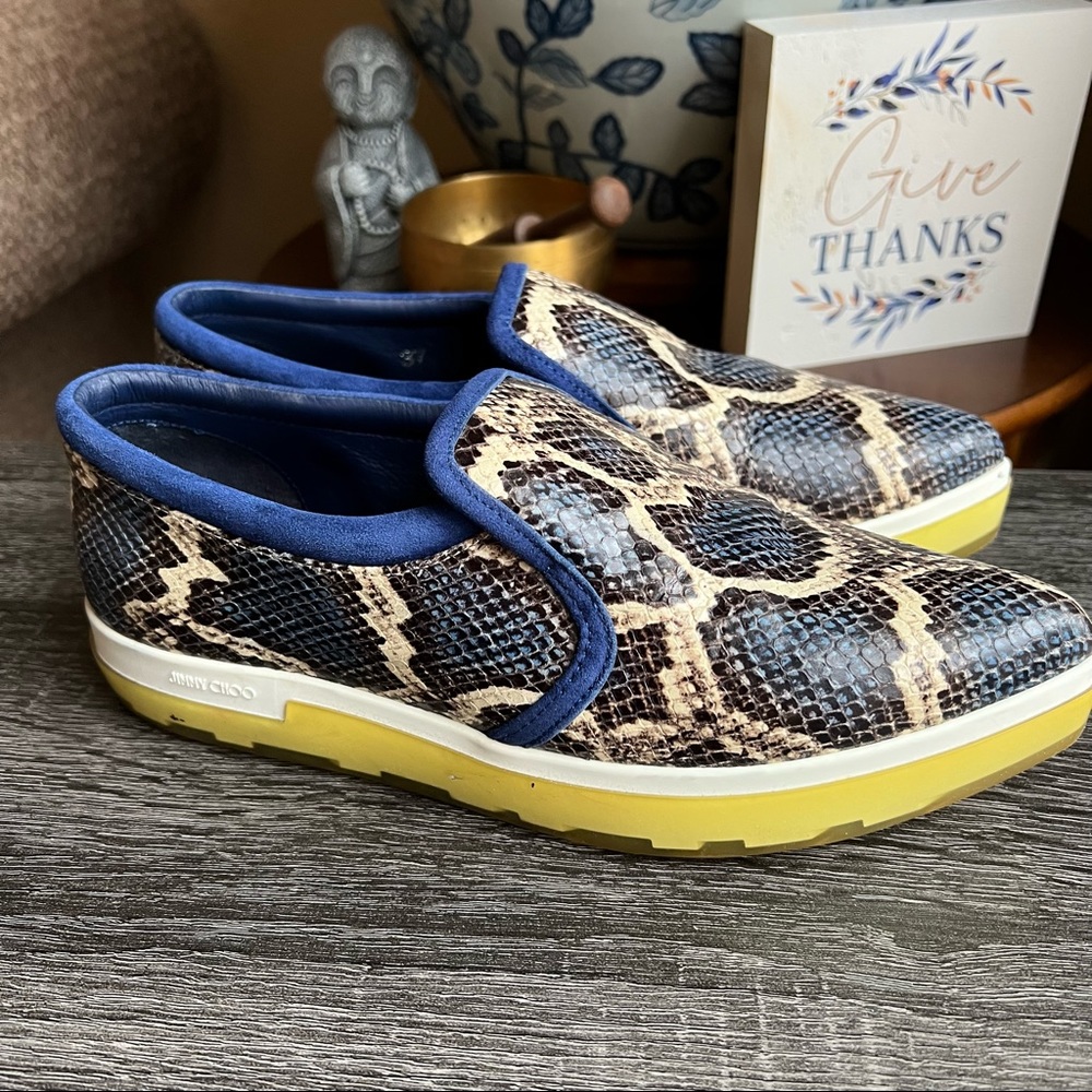 Jimmy Choo Snakeskin Brooklyn Pointed Toe Loafers EU37/US7 Used Once